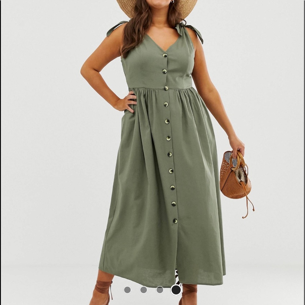 BUTTON THROUGH SMOCK MAXI DRESS